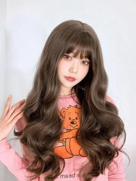 BROWN LONG WAVY SYNTHETIC WEFTED CAP WIG LG154