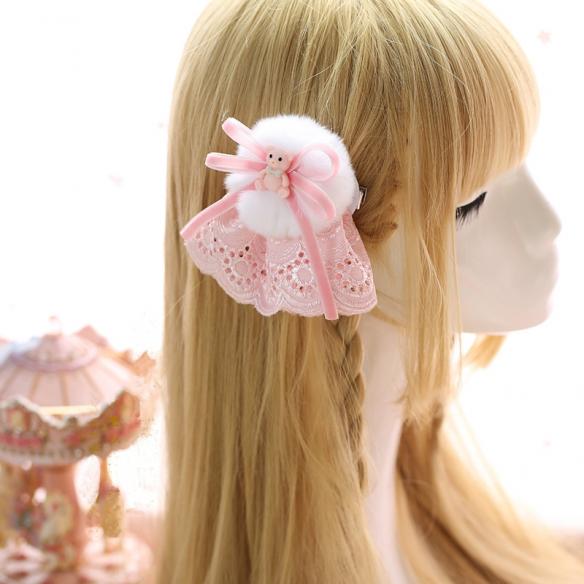 1 PC CUTE BEAR LACE LOLITA HAIR CLIP LH054