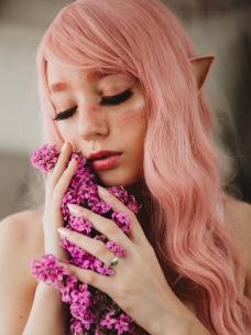 Pink Long Waist Length Wavy Synthetic Wefted Cap Wig WW011
