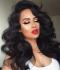 New Black Bouncy Curls Human Hair Full Lace Wig FLW025