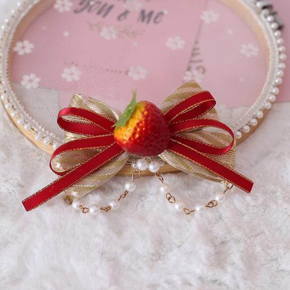 1 PC SWEET STRAWBERRY LACE LOLITA HAIR CLIP LH065