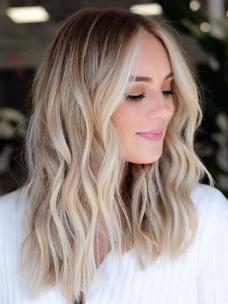Blonde Balayage Ombre Wavy Human Hair Wig HH196