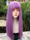 Lilac Purple Straight Wefted Synthetic Wigs with Bangs LG932