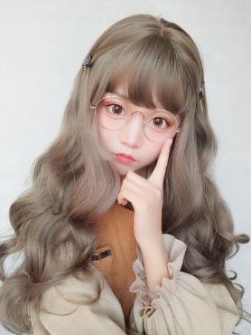 New Aoki Ama Gray Long Wavy Synthetic Wefted Cap Wig LG026