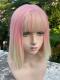 Pink Yellow Short Bob Wefted Synthetic Wig LG929