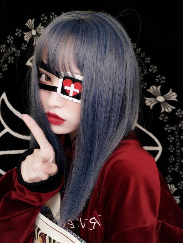 2019 New Midnight Blue Mid Length Synthetic Wefted Cap Wig LG020