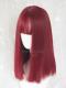 Wine Red Shoulder Length Straight Synthetic Wefted Cap Wig LG248