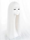 WHITE LONG STRAIGHT SYNTHETIC WEFTED CAP WIG LG234