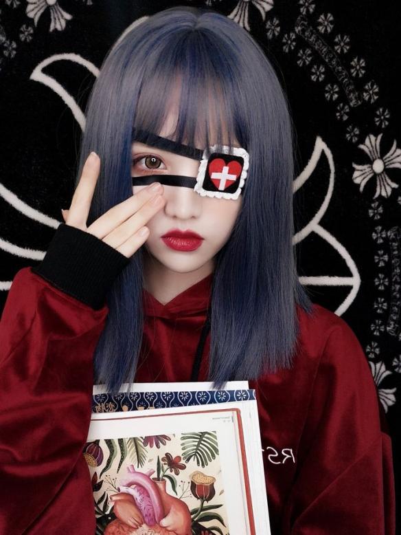 2019 New Midnight Blue Mid Length Synthetic Wefted Cap Wig LG020