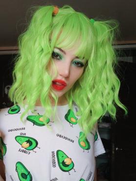 Green Short Wavy Synthetic Wig LG924