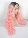 Black to Pink Bouncy wavy Long Synthetic Lace Front Wig SNY104