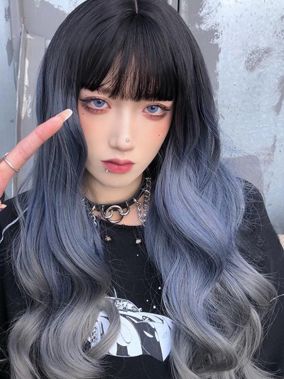 GRADIENT LONG WAVY SYNTHETIC WEFTED CAP WIG LG511