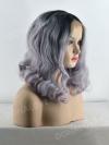 Black Ombre Light Lavender Short Wavy Lace Front Synthetic Wig SNY104