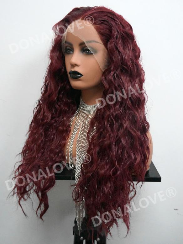 Reddish Brown CURLY WAIST LENGTH SYNTHETIC LACE FRONT WIG-SNY159