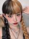 HALF BLACK AND HALF GOLD LONG STRAIGHT SYNTHETIC WEFTED CAP WIG LG295