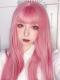 PINK LONG STRAIGHT SYNTHETIC WEFTED CAP WIG LG245
