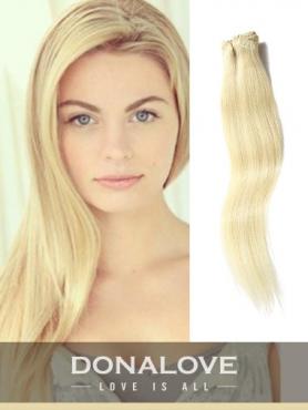 Pale Golden Blonde indian remy clip in hair extensions SD015