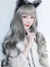 GRAY LONG WAVY SYNTHETIC WEFTED CAP WIG LG149