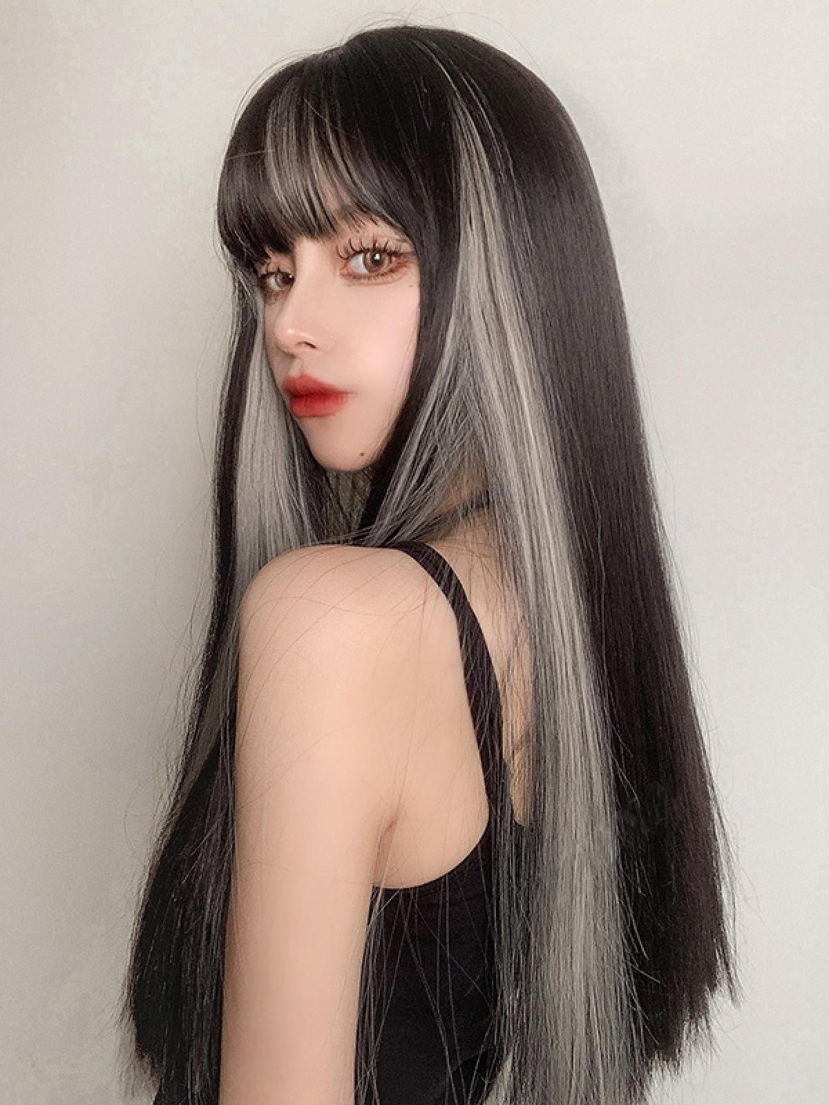 black and white gradient wig KF11173