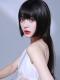 Hime Cut Natural Black Long Straight Synthetic Wefted Cap Wig LG727