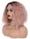 Black to Peach Bob Curly Synthetic Lace Front Wig SNY163