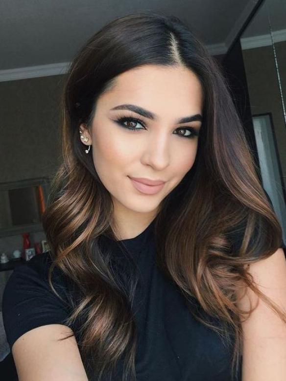 Black Ormbe Brown Wavy Full Lace Human Hair Wig FLW008