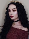 Black Curly Waist Length Synthetic Lace Front Wig-SNY054