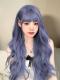 Dusty Blue Long Straight Synthetic Wefted Cap Wig LG726