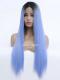 BLUE OMBRE LONG STRAIGHT SYNTHETIC LACE FRONT WIG SNY214