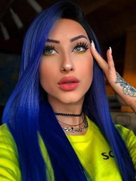 BLACK TO BLUE LONG SYNTHETIC LACE FRONT WIG SNY144
