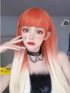 ORANGE TO BLONDE LONG STRAIGHT SYNTHETIC WEFTED CAP WIG LG276