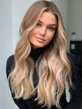 BLONDE LONG WAVY HUMAN HAIR WIG HH200