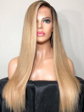 New Blonde Waist Length Human Hair Wig N006