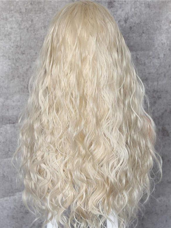 WHITE BLONDE BEACH WAVY SYNTHETIC LACE FRONT WIG SNY157