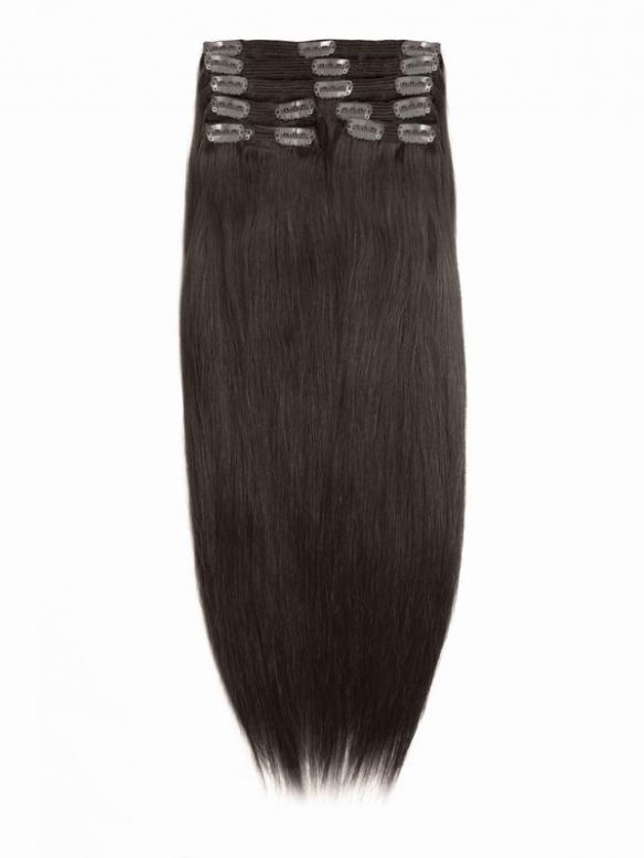 Medium Dark Brown indian remy clip in hair extensions SD005