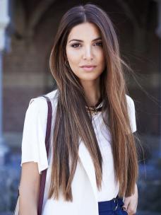 Brown Ombre Long Straight Lace Front Human Hair Wig HH018