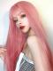 GORGEOUS PINK LONG STRAIGHT SYNTHETIC WEFTED CAP WIG LG835