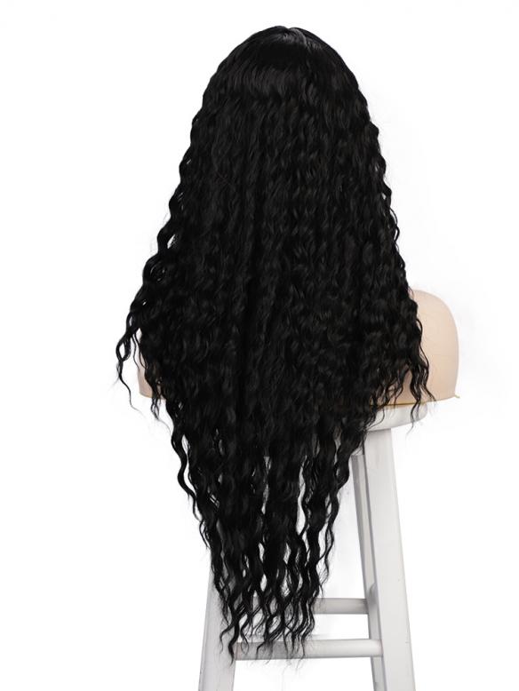 NATURAL BLACK LONG CURLY MIDDLE PART LACE WIG MPL003