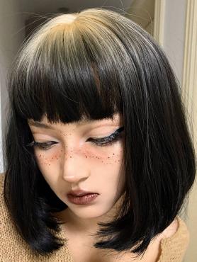 Blonde Ombre Black Short Bob Wefted Synthetic Wig LG935