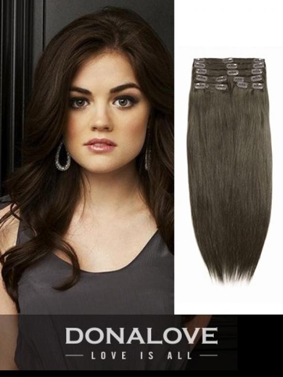 Chestnut Brown indian remy clip in hair extensions SD008