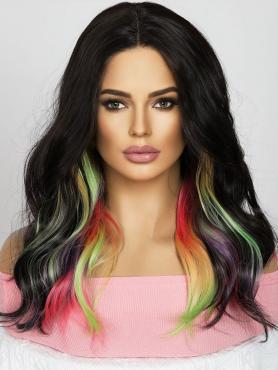 Black Highlight Wavy T-part Lace Front Snythetic Wig SNY388