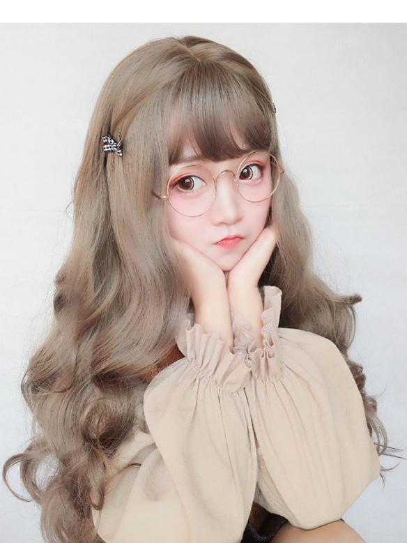 New Aoki Ama Gray Long Wavy Synthetic Wefted Cap Wig LG026