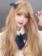 Blonde Long Wool Wavy Synthetic Wefted Cap Wig LG590