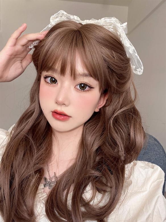 BROWN LONG WAVY SYNTHETIC WEFTED CAP WIG LG299 - SYNTHETIC WIGS ...