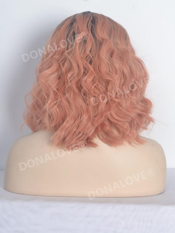 Peach Shoulder Length Wavy Bob Lace Front Synthetic Wig SNY099