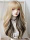 GORGEOUS BLACK HIGHLIGHT LONG WAVY SYNTHETIC WEFTED CAP WIG LG837