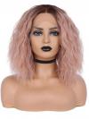 Black to Peach Bob Curly Synthetic Lace Front Wig SNY163