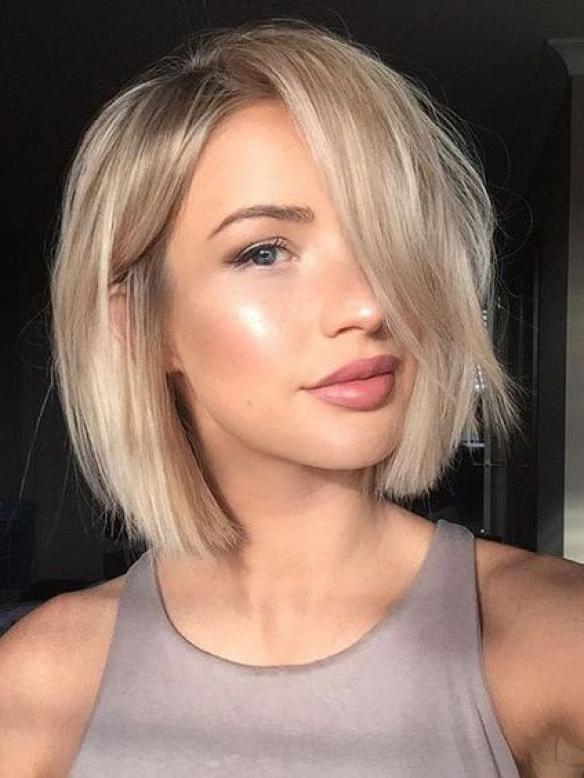 Gorgeous Blonde Fashion Bob Cut Human Hair Full Lace Wig FLW002