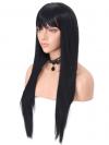 BLACK STRAIGHT WAIST LENGTH SYNTHETIC WEFTED CAP WIG WW024