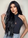 28 Inches Beach Wave Balck Long Lace Front Synthetic Wig SNY370